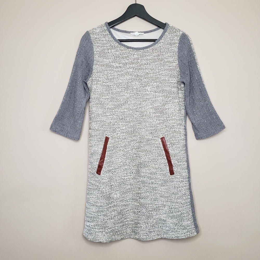 Anthro Thml knit lined mini dress 3/4 sleeves gray xs